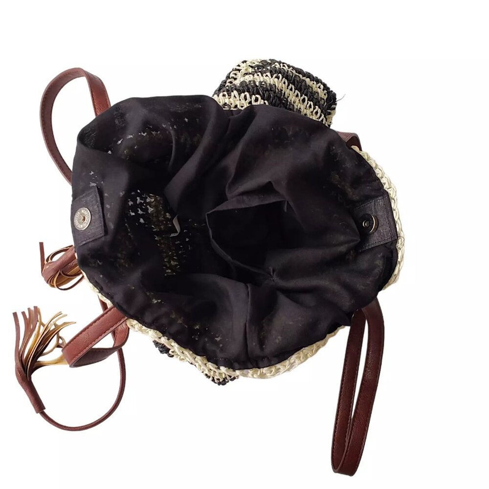 Nora Everyday Striped Drawstring 100% Paper Shoulder Bag Boho Beachy Summer - Picture 11 of 13